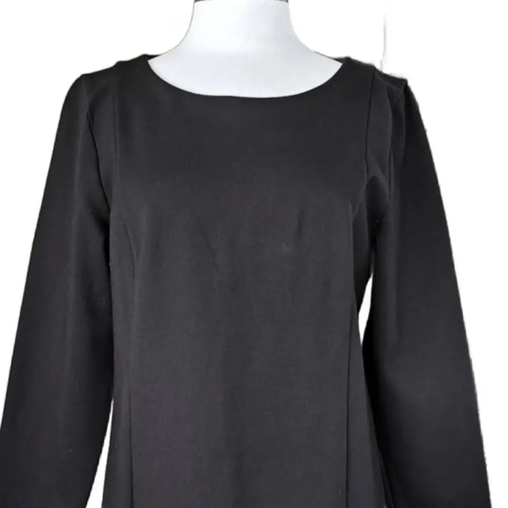NEW J CREW Black Ponte Long Sleeve Mini Shift Dress Size Large